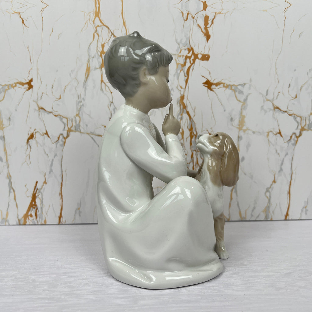 Lladro Porcelain Figurine, Boy with Cocker Spaniel, #4522