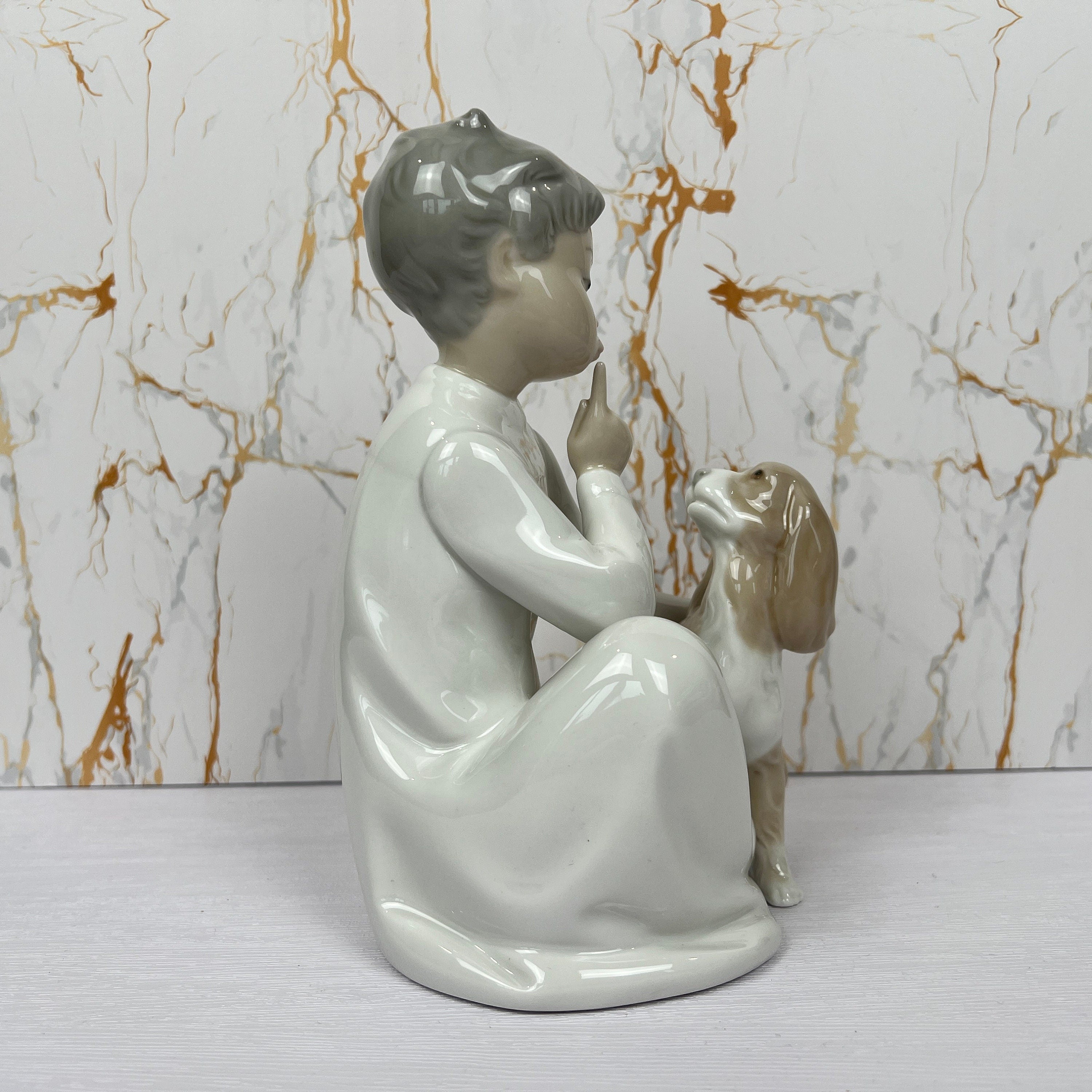Lladro Porcelain Figurine, Boy with Cocker Spaniel, #4522