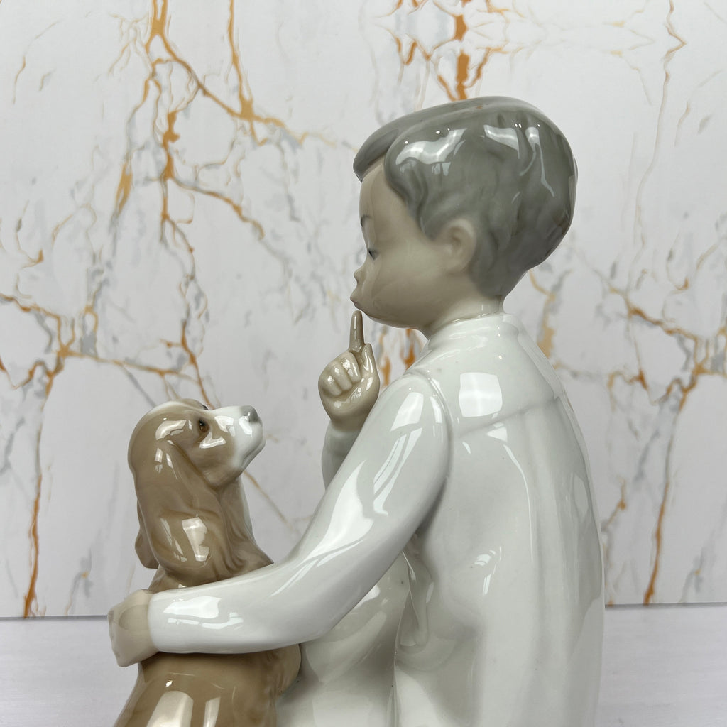 Lladro Porcelain Figurine, Boy with Cocker Spaniel, #4522