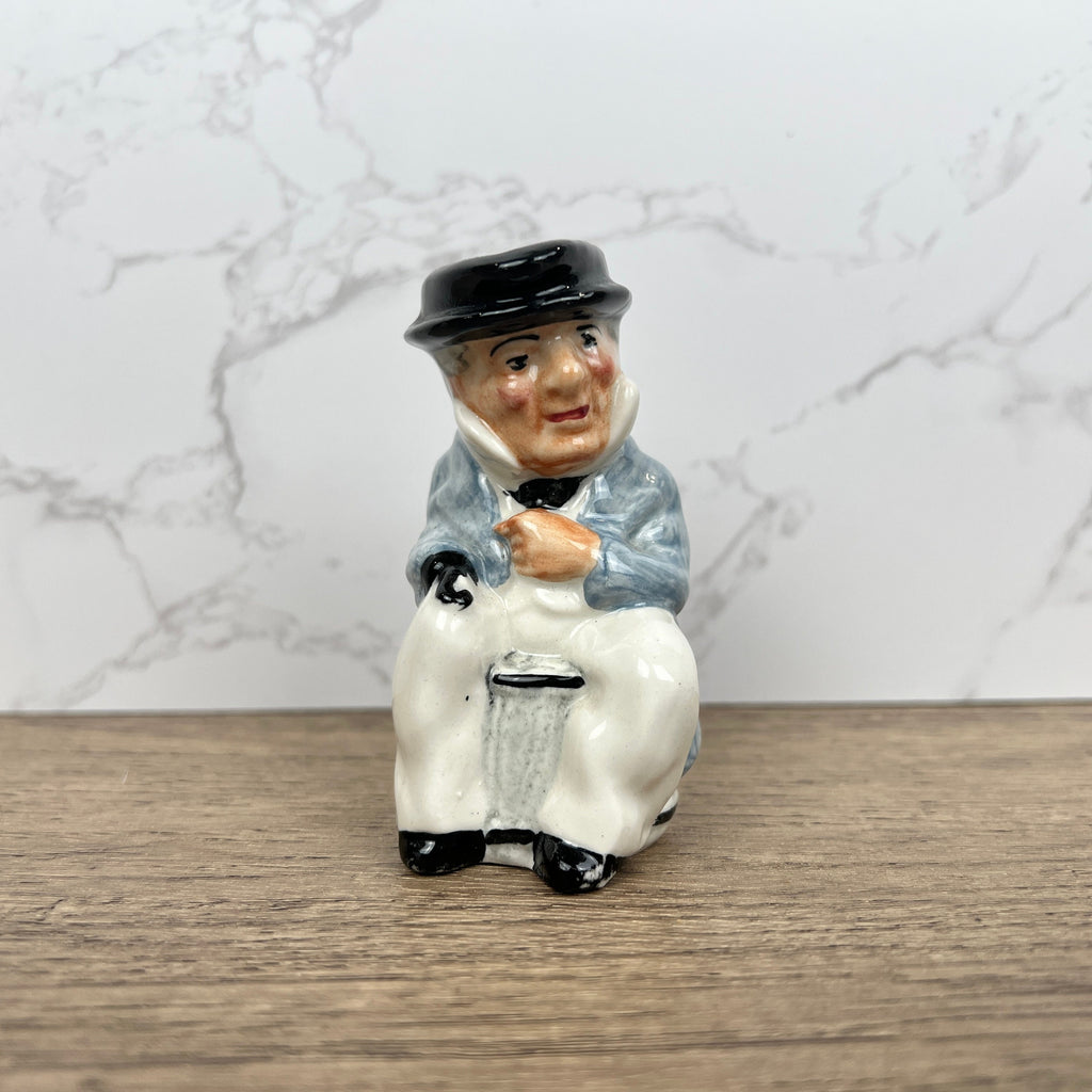 Miniature Vintage Toby Jug Mug Artone England Man Sitting Hook Hand High Glaze