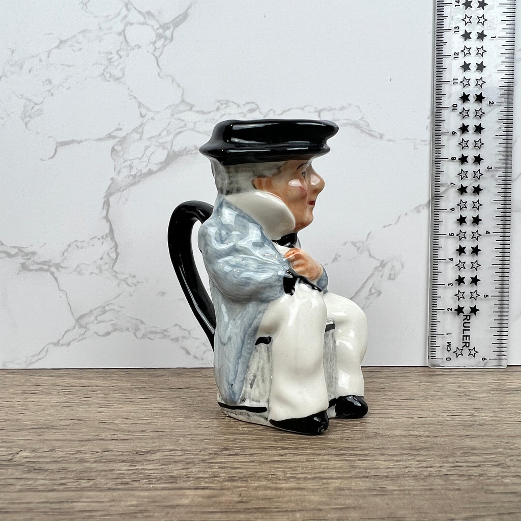 Miniature Vintage Toby Jug Mug Artone England Man Sitting Hook Hand High Glaze