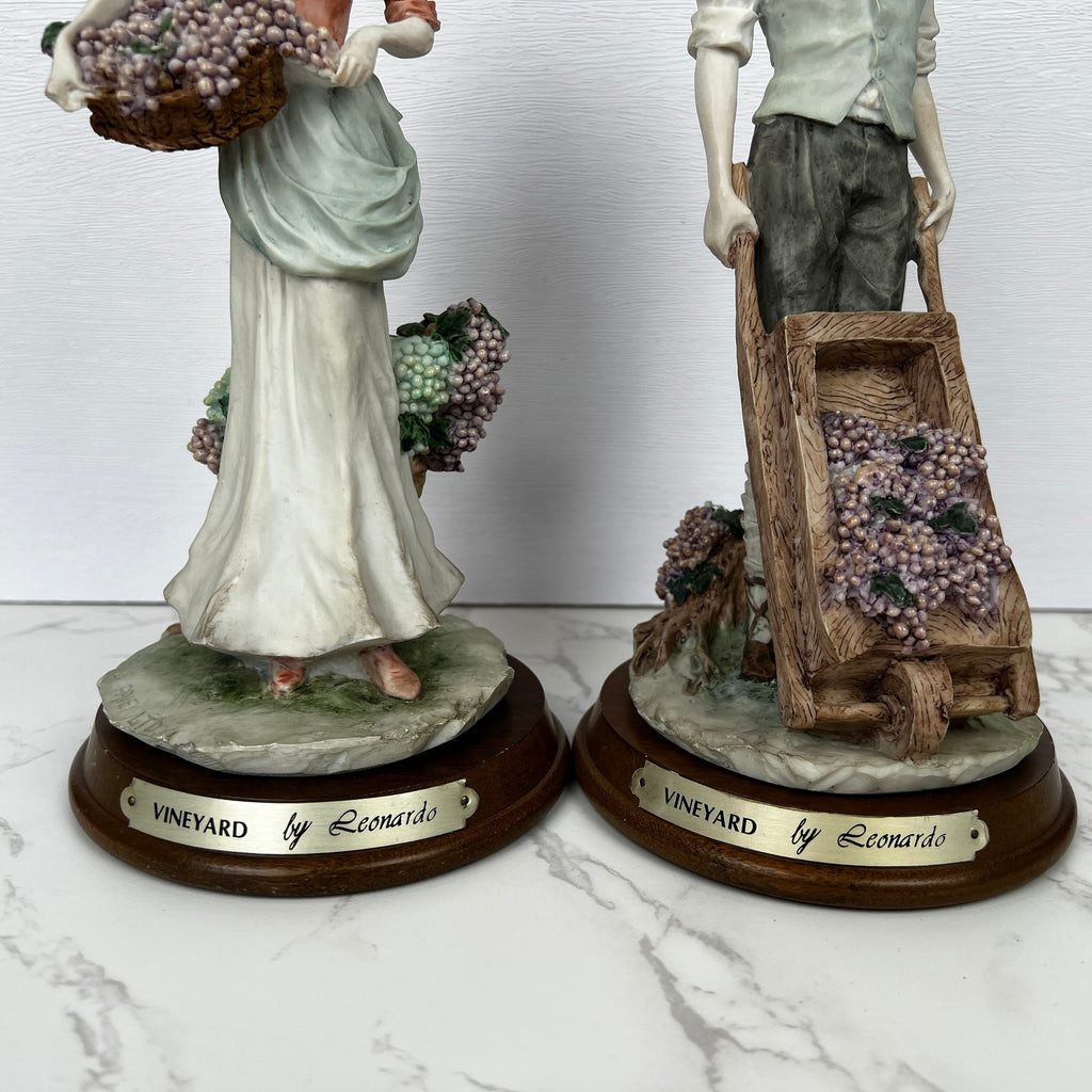 Leonardo Vineyard Pickers Figurines, Man and Woman Resin Statues