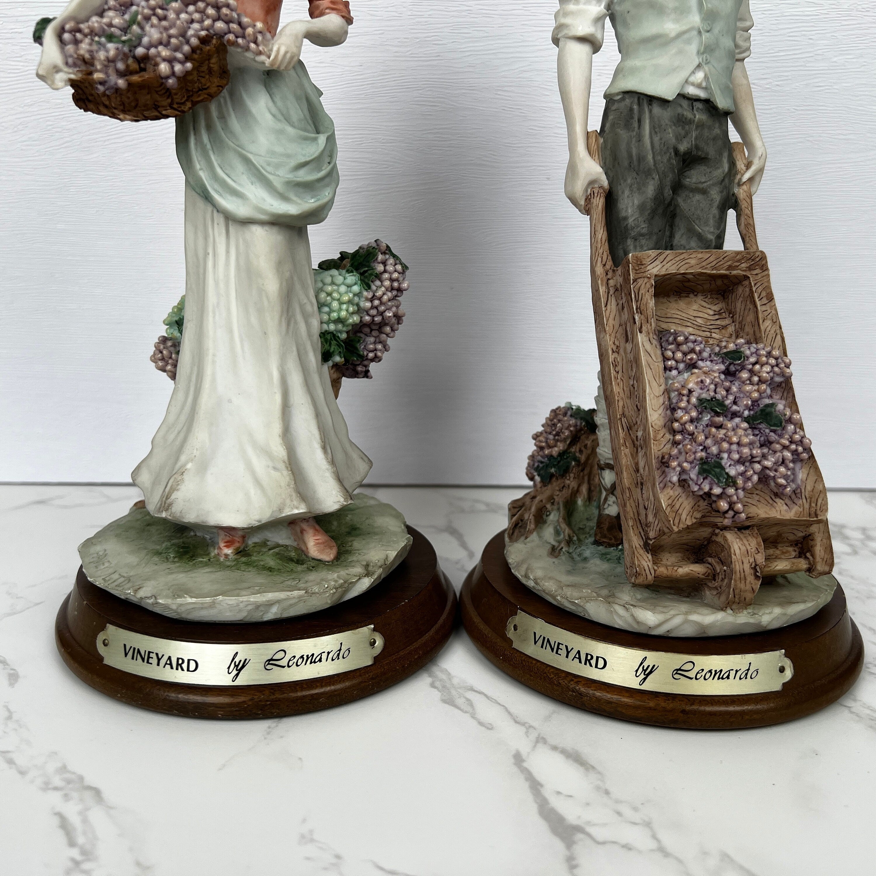 Leonardo Vineyard Pickers Figurines, Man and Woman Resin Statues