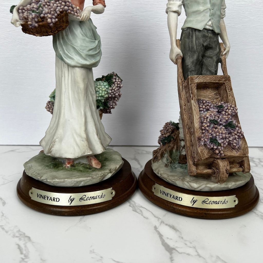 Leonardo Vineyard Pickers Figurines, Man and Woman Resin Statues