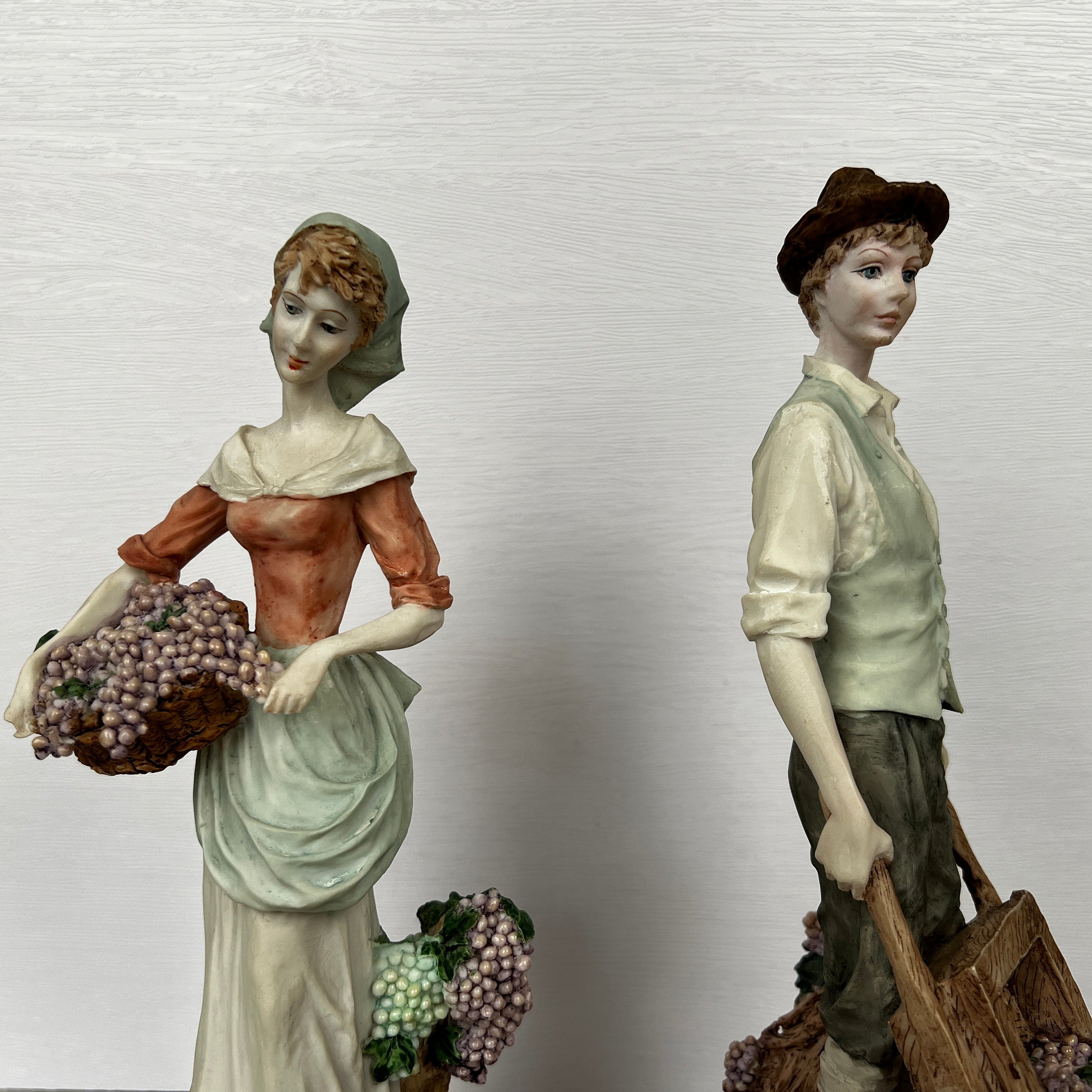 Leonardo Vineyard Pickers Figurines, Man and Woman Resin Statues