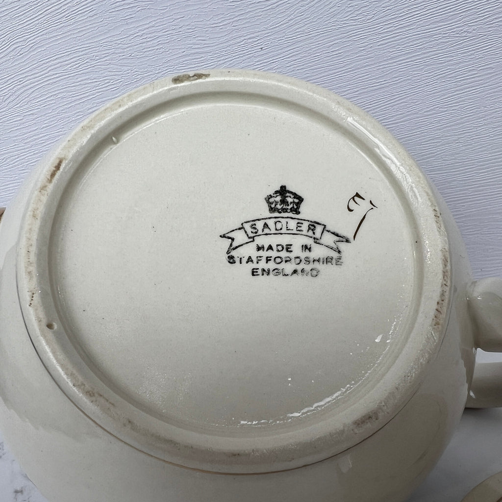 Vintage Sadler Teapot, Floral Lilac and Gold, Made in England