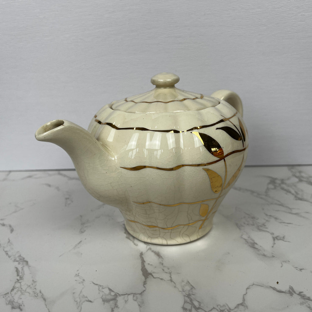 Vintage Sudlows Burslem Rita Teapot, Golden Floral Cream