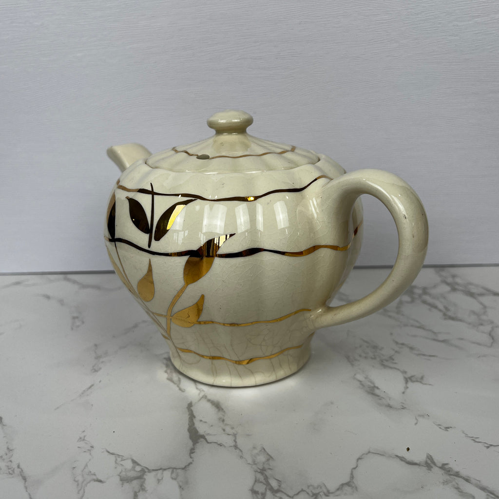 Vintage Sudlows Burslem Rita Teapot, Golden Floral Cream