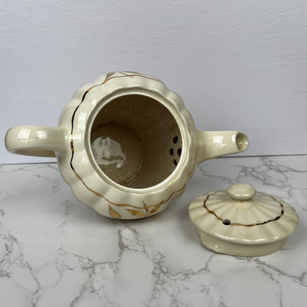 Vintage Sudlows Burslem Rita Teapot, Golden Floral Cream