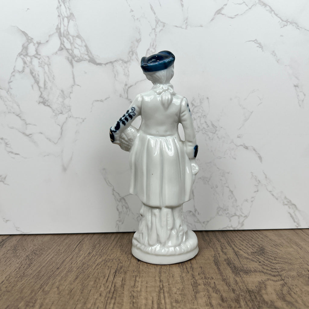 Vintage Victorian Style Porcelain Figurine, Man with Grapes, Collector's Ornament