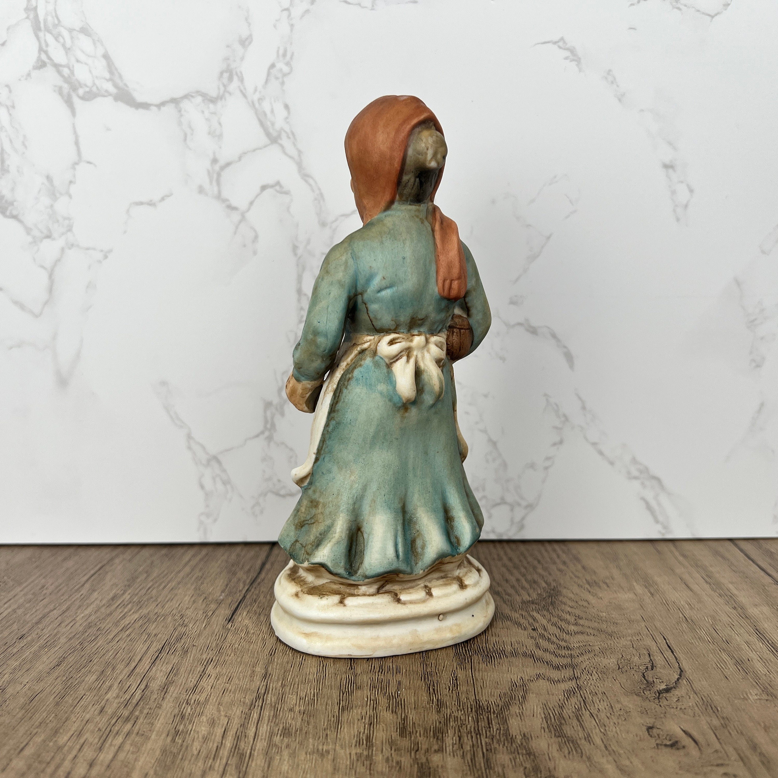 Vintage Old Woman with Grapes Figurine, Home Decor Gift