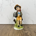 Hummel Style Boy with Bluebird and Cage, Vintage Porcelain Figurine