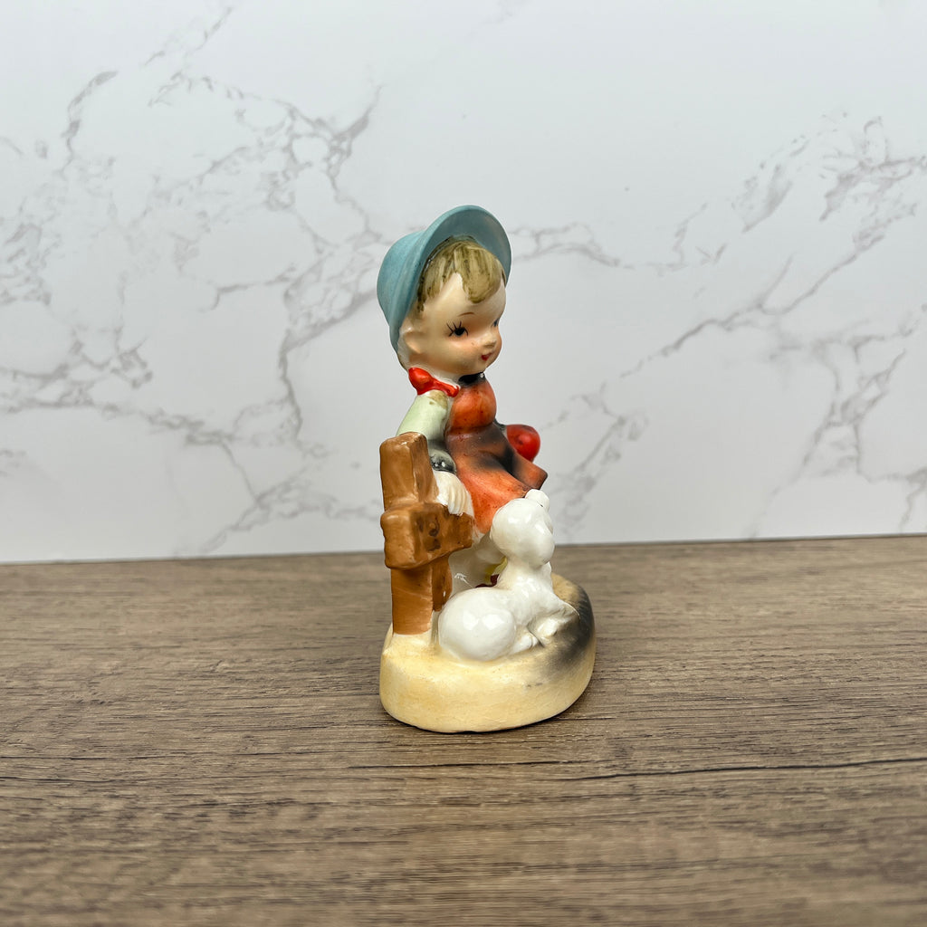 Vintage Hummel Style Girl with Dog Porcelain Figurine