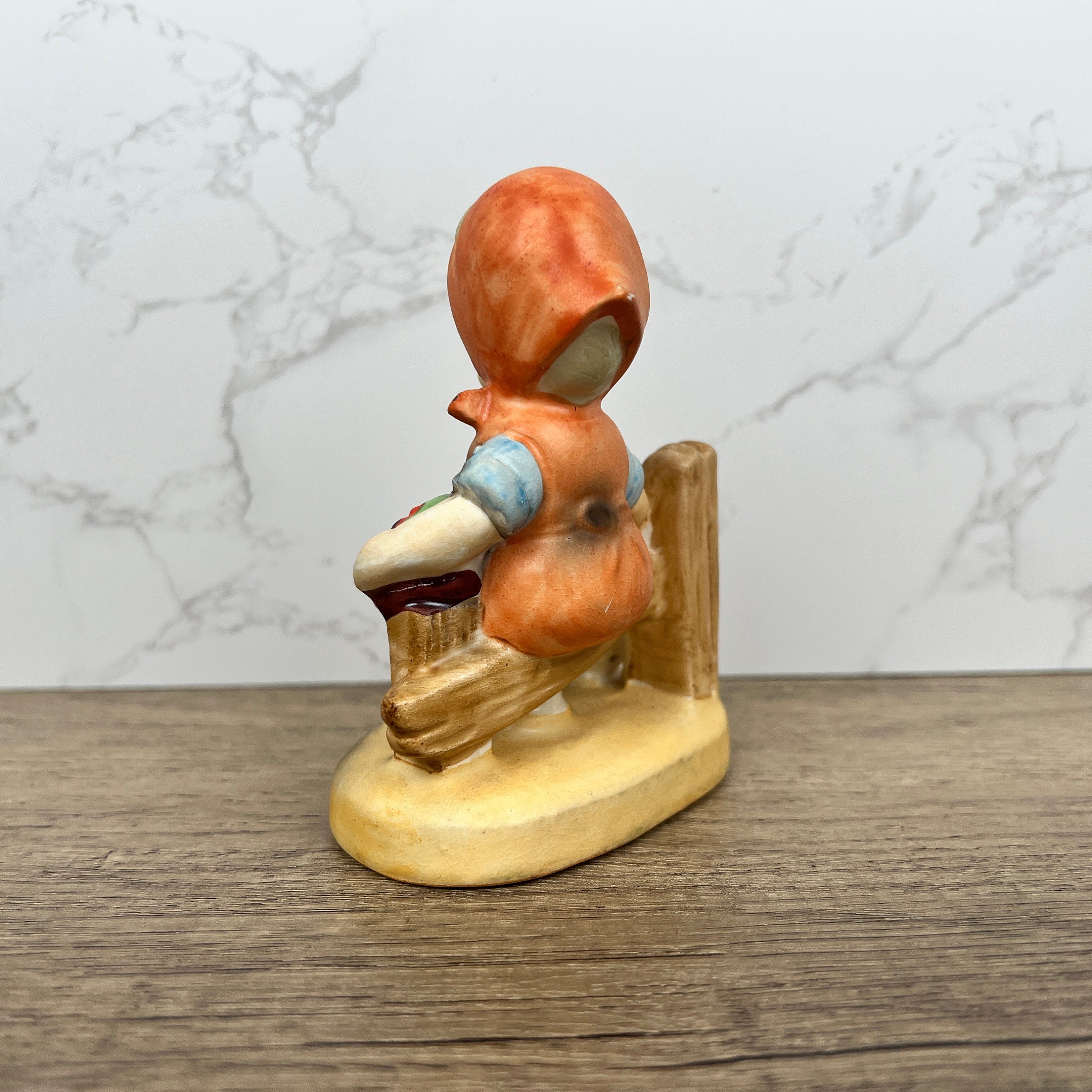 Hummel Style Girl Feeding Duck Figurine, Hand Painted Porcelain Decor