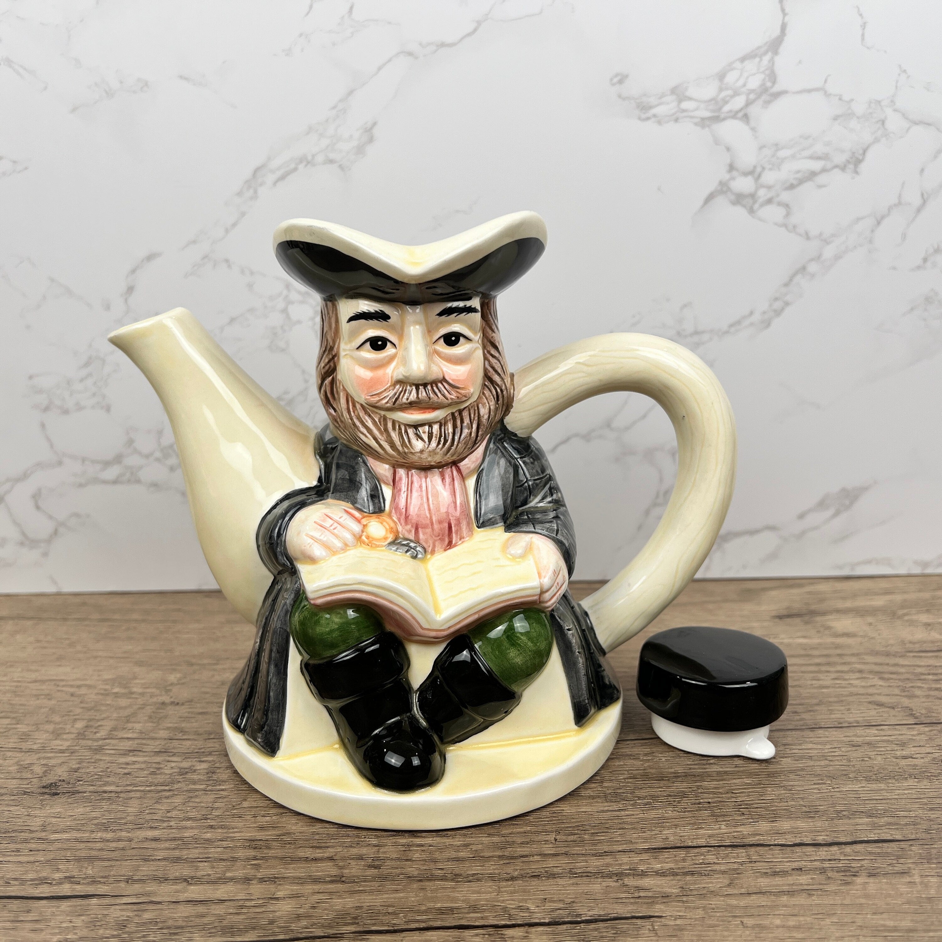 Vintage Porcelain Novelty Character Teapot Collectible, Similar Staffordshire Tony Wood, Collectors Ornament, Housewarming Gifts