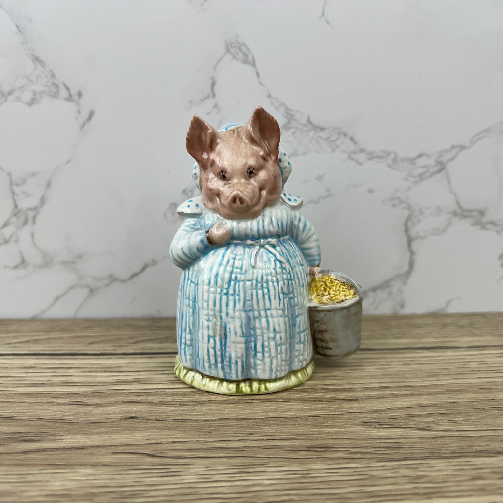 Vintage Beswick Beatrix Potter Figurine, Aunt Pettitoes, 1950s Ceramic with Box