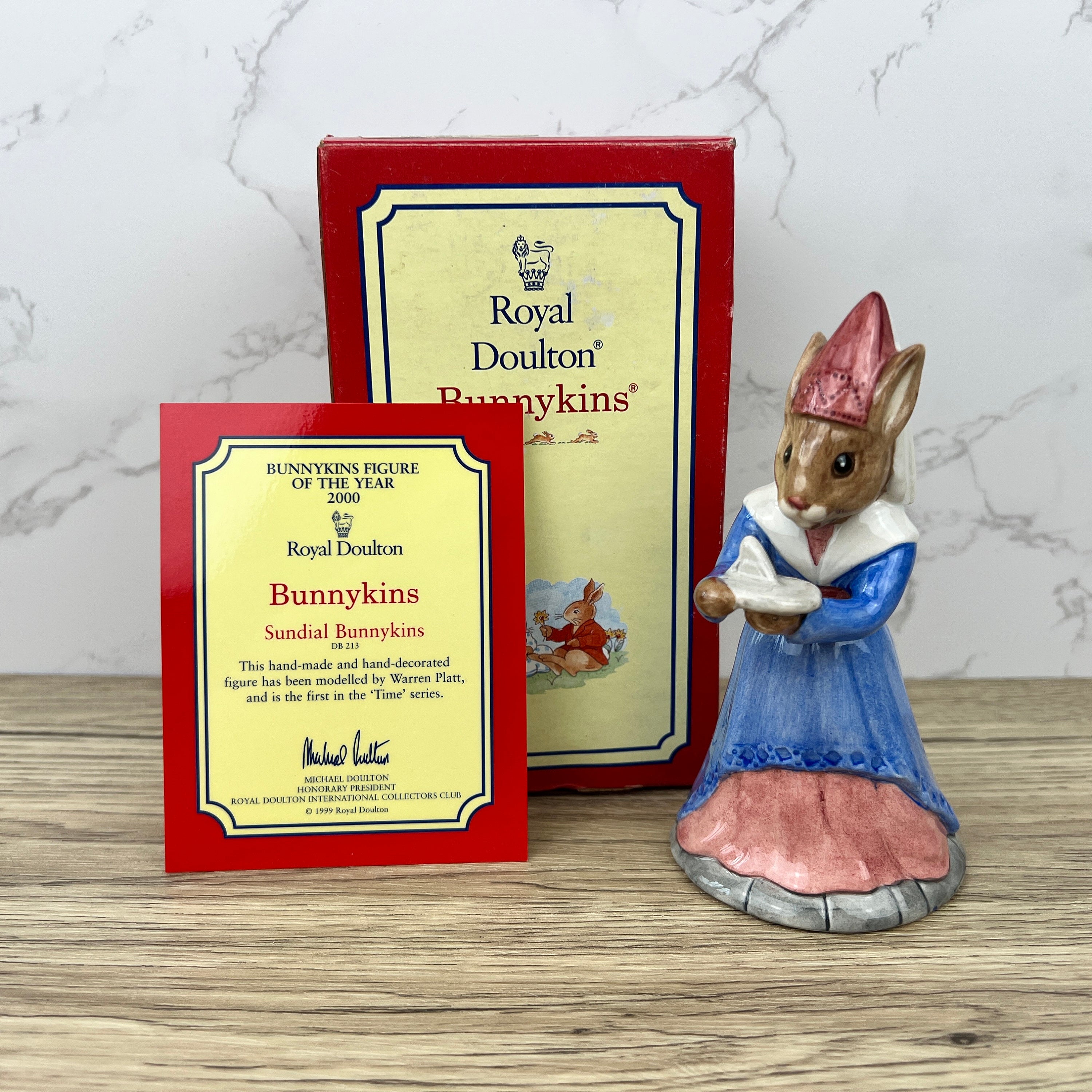 Royal Doulton Bunnykins Sundial Figurine, Year 2000, BOXED