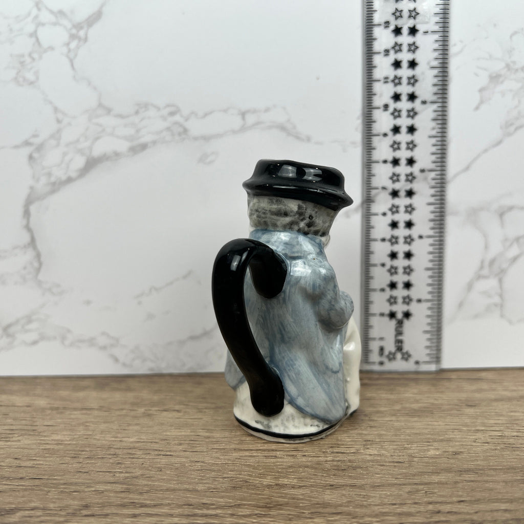 Miniature Vintage Toby Jug Mug Artone England Man Sitting Hook Hand High Glaze