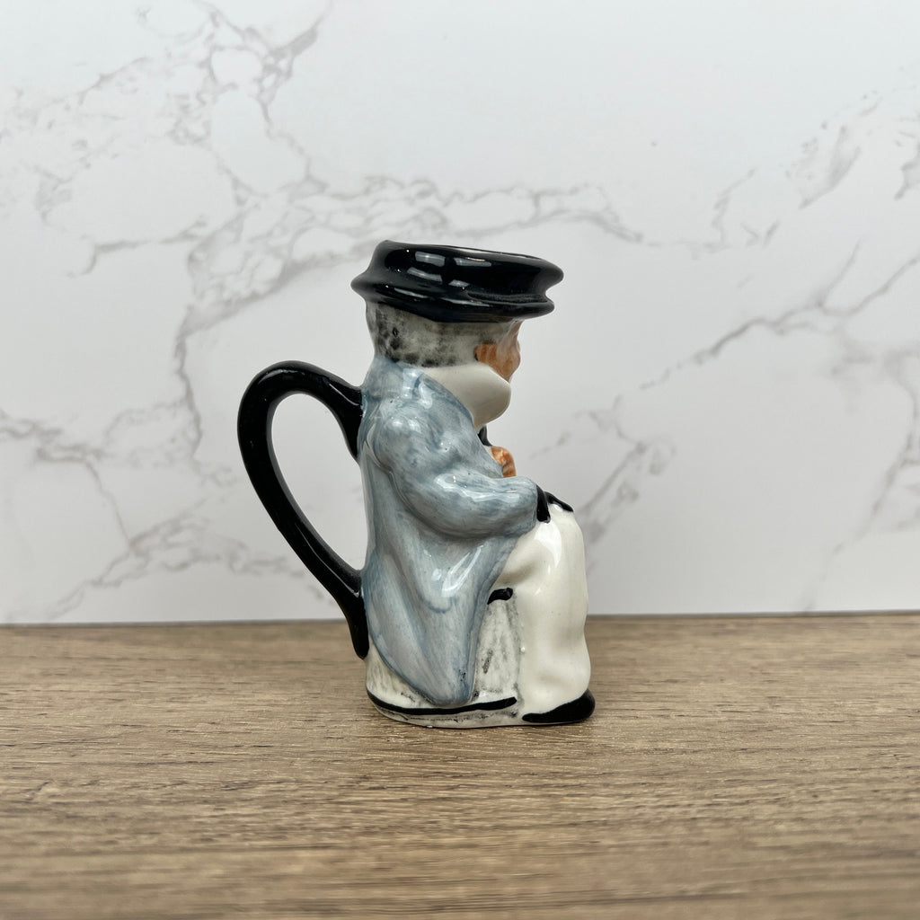 Miniature Vintage Toby Jug Mug Artone England Man Sitting Hook Hand High Glaze