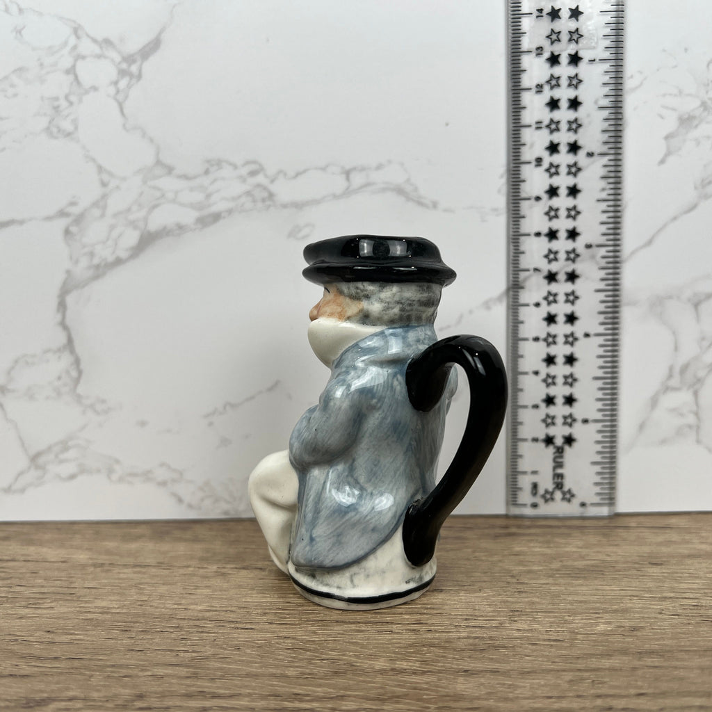 Miniature Vintage Toby Jug Mug Artone England Man Sitting Hook Hand High Glaze
