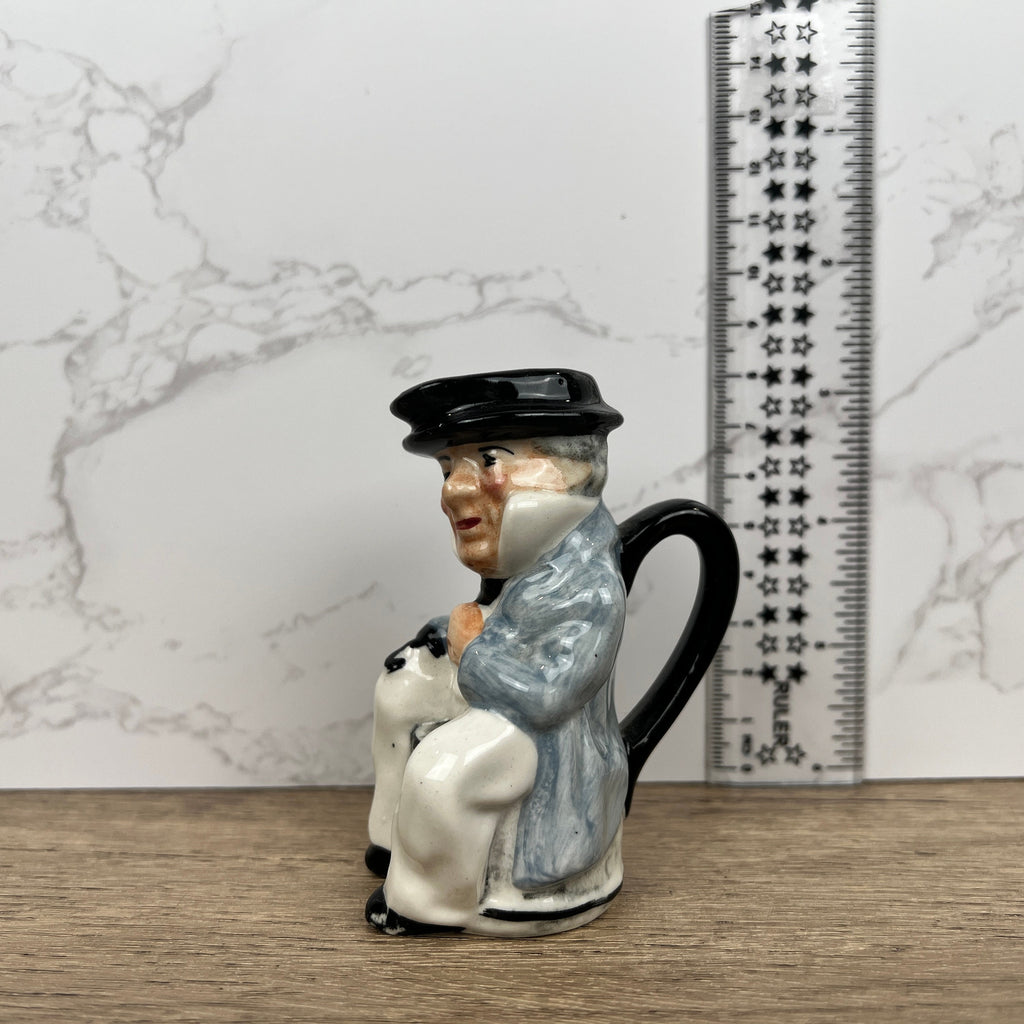 Miniature Vintage Toby Jug Mug Artone England Man Sitting Hook Hand High Glaze