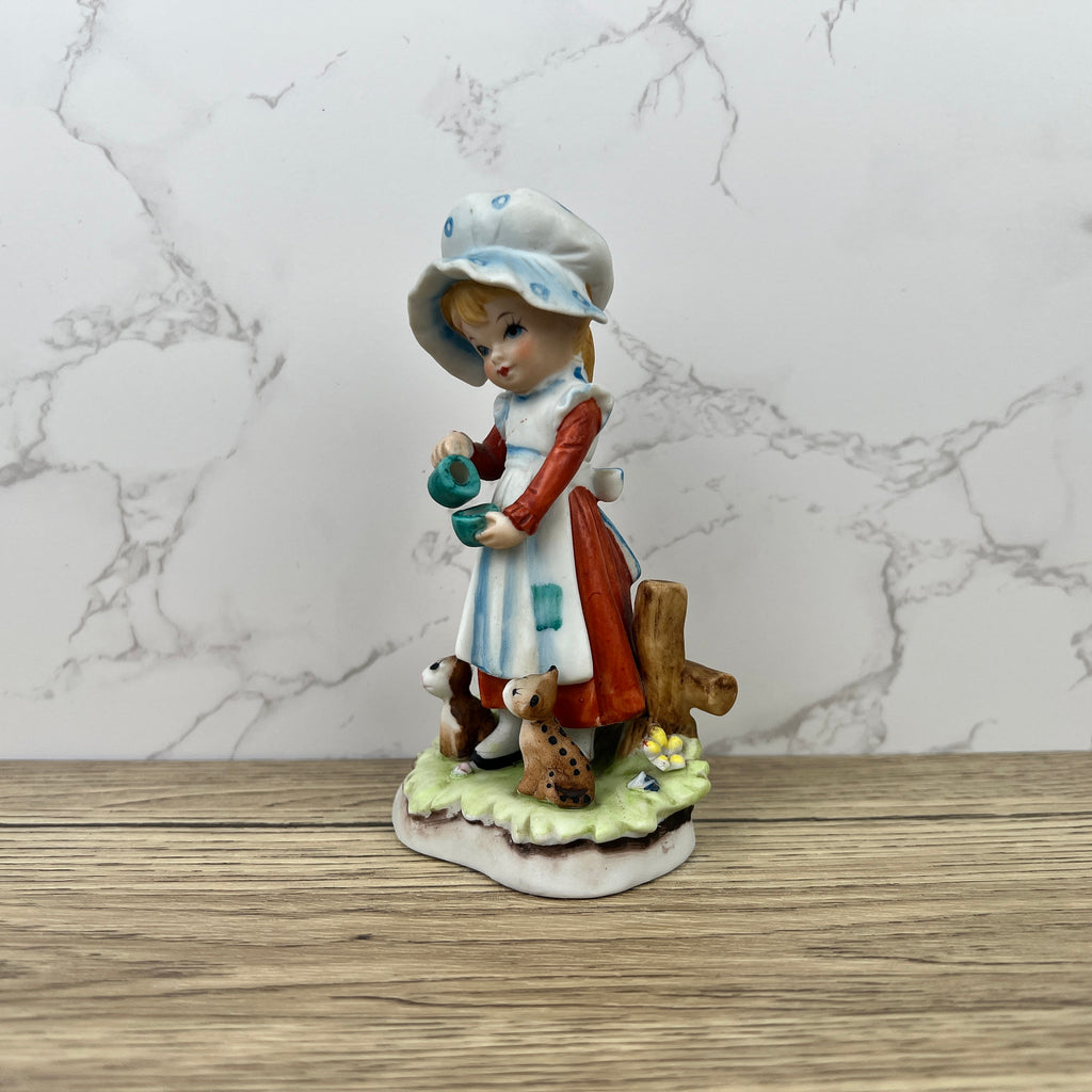Vintage Alfretto Porcelain Girl Figurine, Cats Pouring Tea