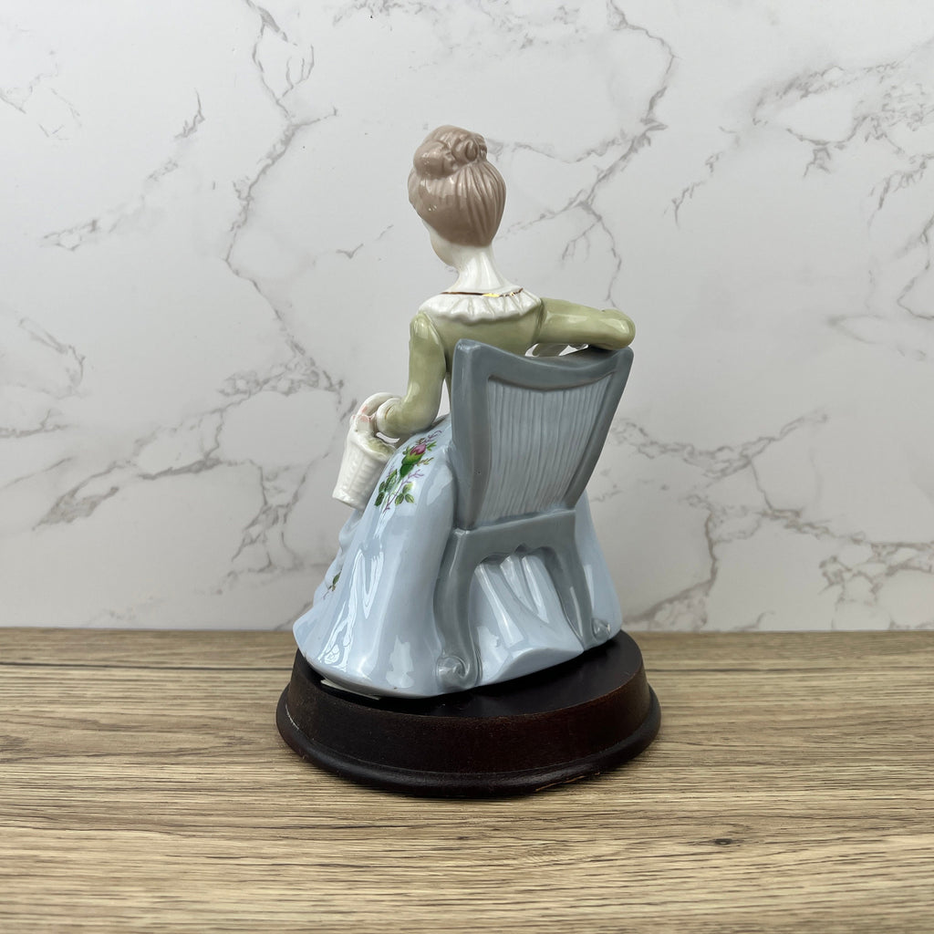 Ascot Collection Porcelain Lady Figurine, Flower Basket, Collectible Ceramic