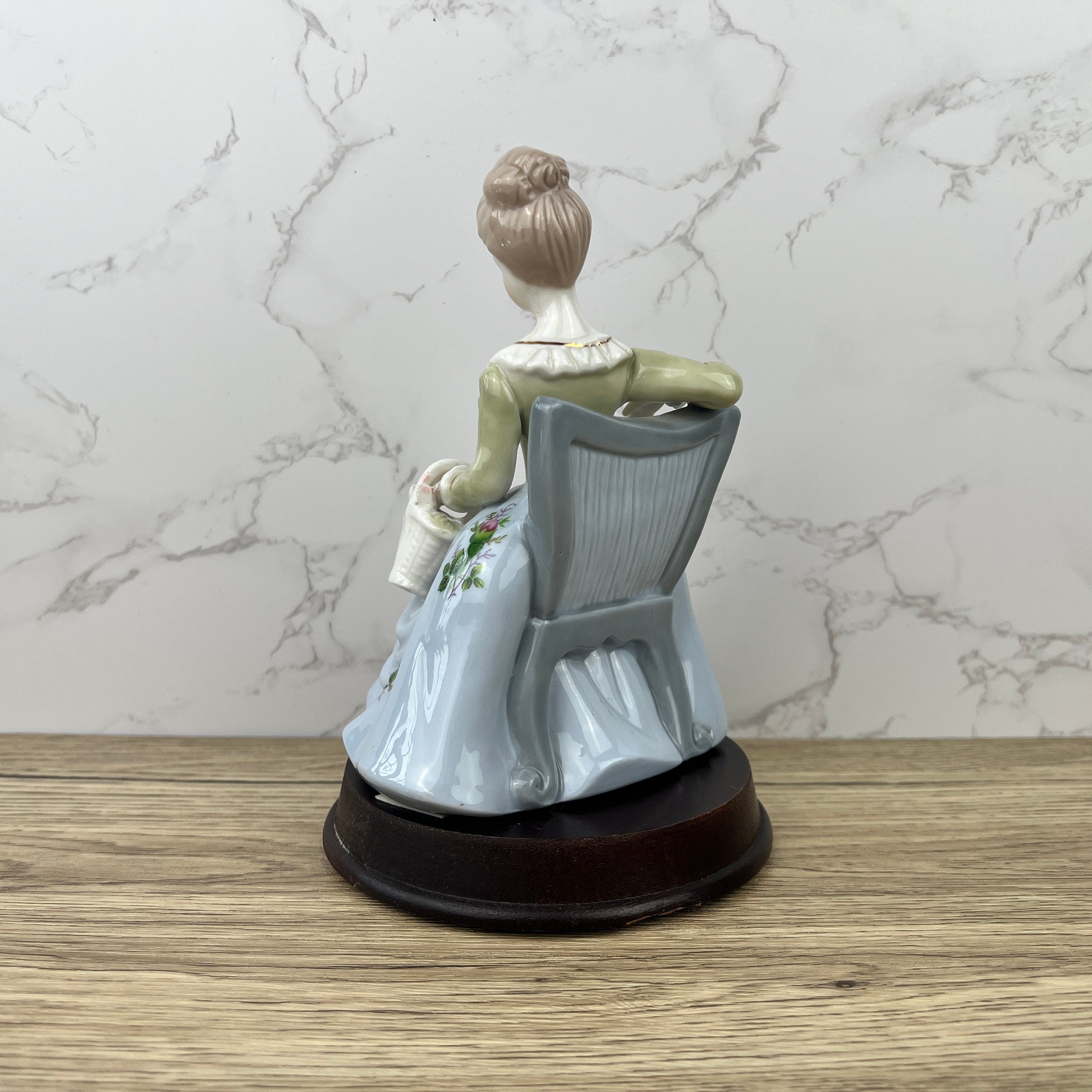 Ascot Collection Porcelain Lady Figurine, Flower Basket, Collectible Ceramic