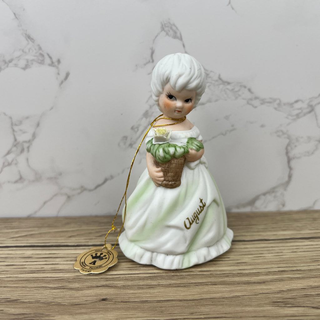 Vintage Mauri Porcelain August Girl Figurine, Collectible Ceramic Doll