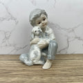 Vintage Porcelain Boy and Dog Figurine, Japan, Bone China
