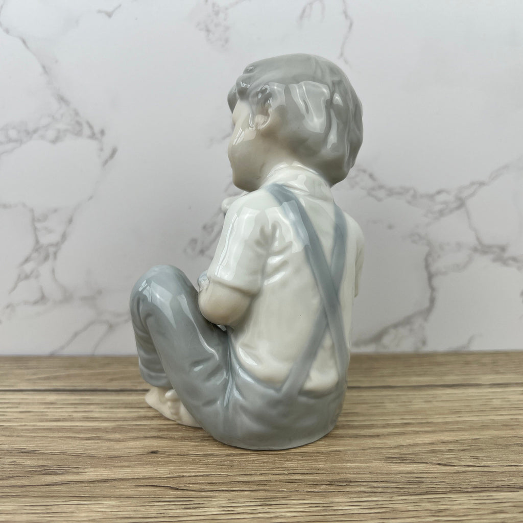 Vintage Porcelain Boy and Dog Figurine, Japan, Bone China