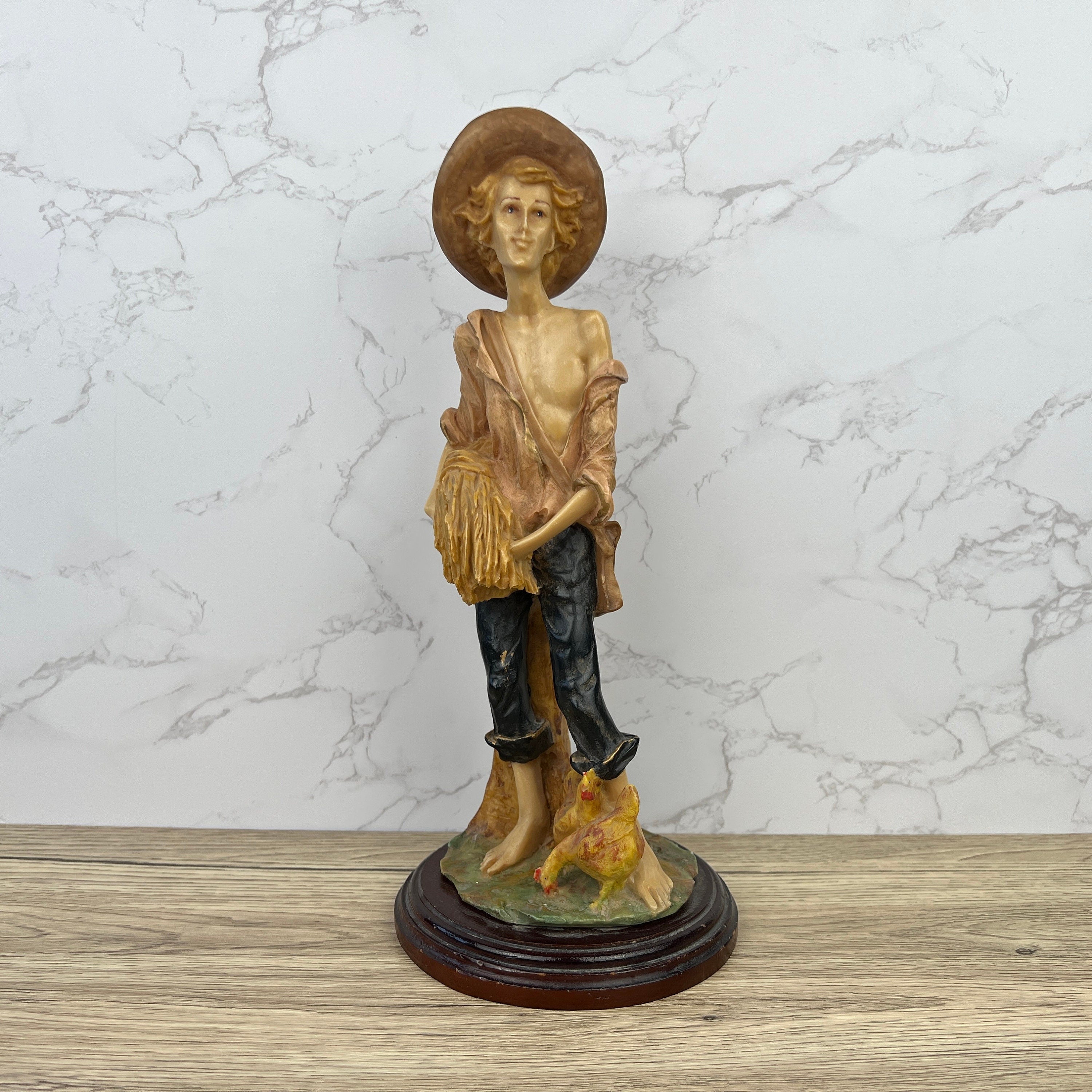 Vintage Capodimonte Farmer Figure, Italian Style, 33cm