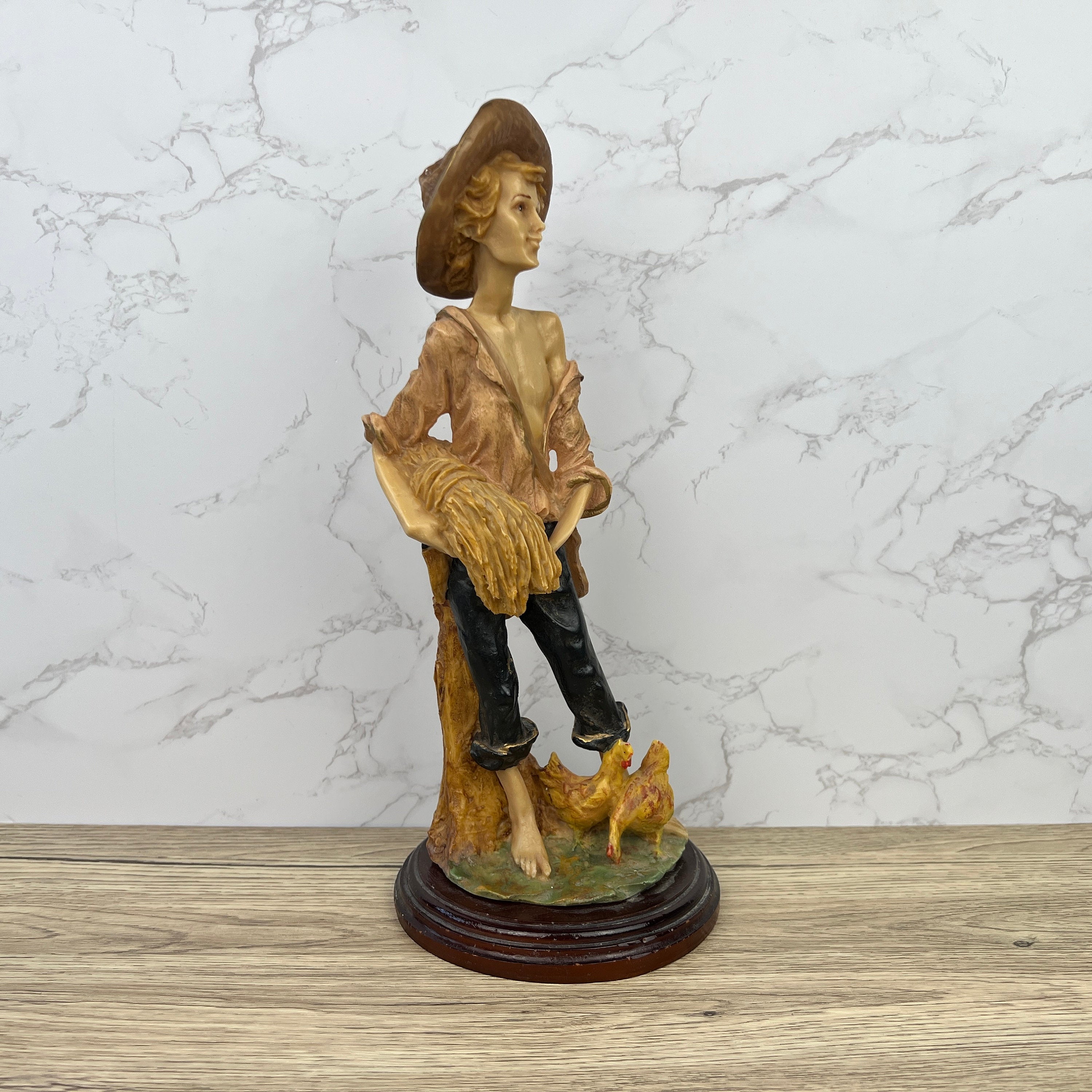 Vintage Capodimonte Farmer Figure, Italian Style, 33cm