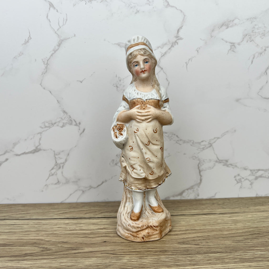 German Bisque Porcelain Girl Figurine, Collectible Ceramic Decor