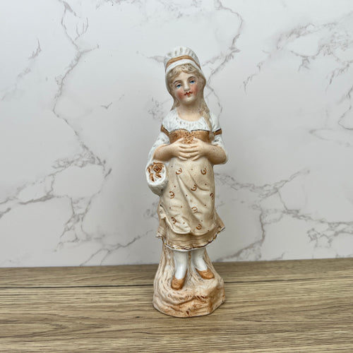 German Bisque Porcelain Girl Figurine, Collectible Ceramic Decor