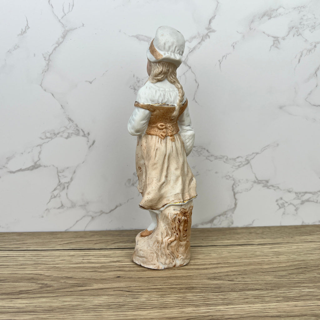 German Bisque Porcelain Girl Figurine, Collectible Ceramic Decor