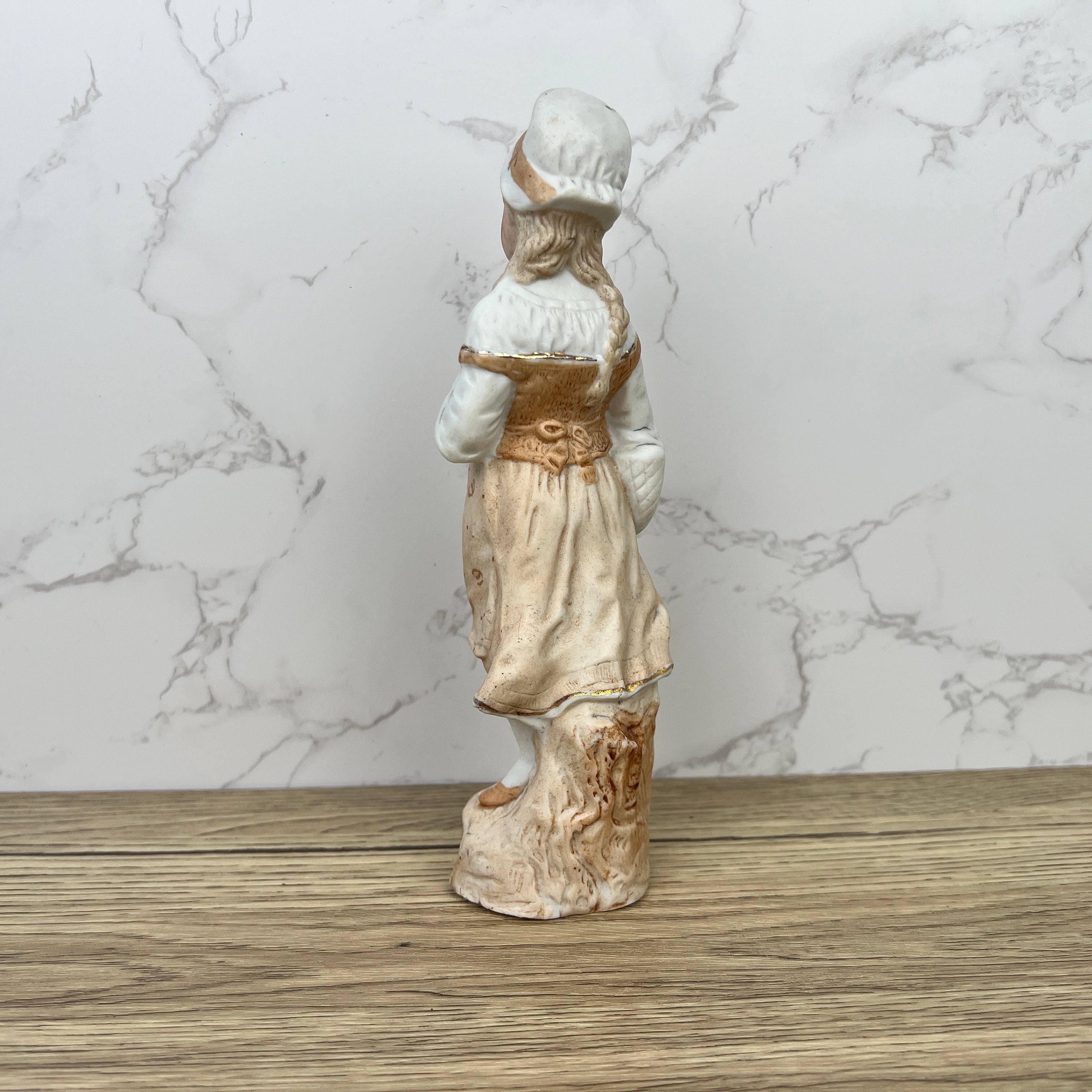 German Bisque Porcelain Girl Figurine, Collectible Ceramic Decor