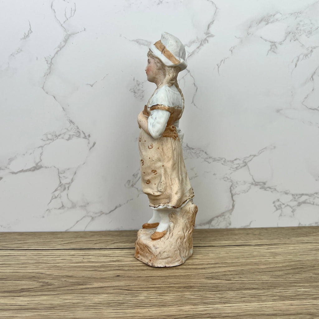 German Bisque Porcelain Girl Figurine, Collectible Ceramic Decor