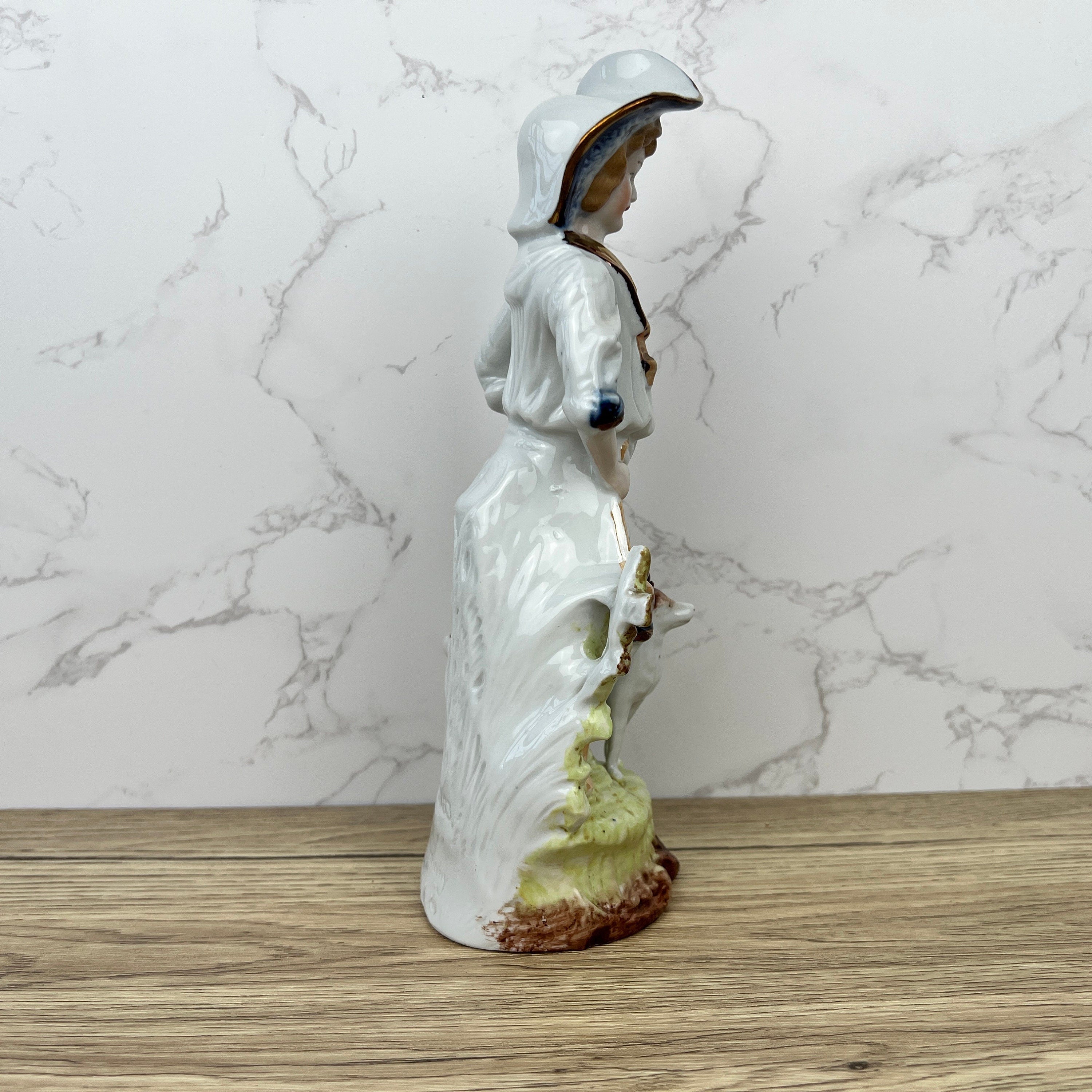 19th Century German Pottery Shepherd Figure, Lustre Glaze