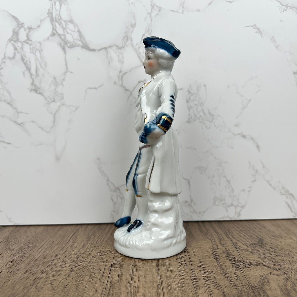 Vintage Victorian Style Porcelain Figurine, Man with Grapes, Collector's Ornament