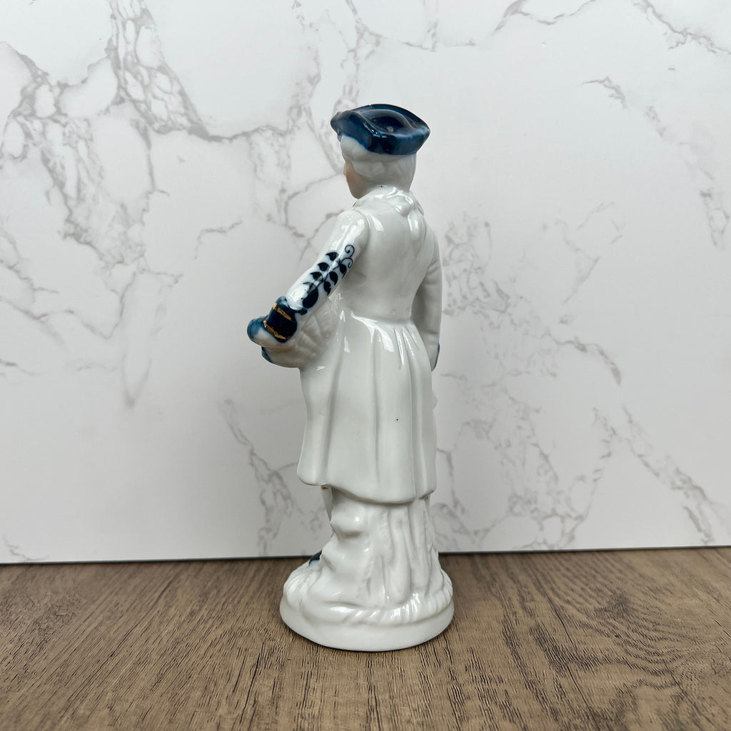 Vintage Victorian Style Porcelain Figurine, Man with Grapes, Collector's Ornament