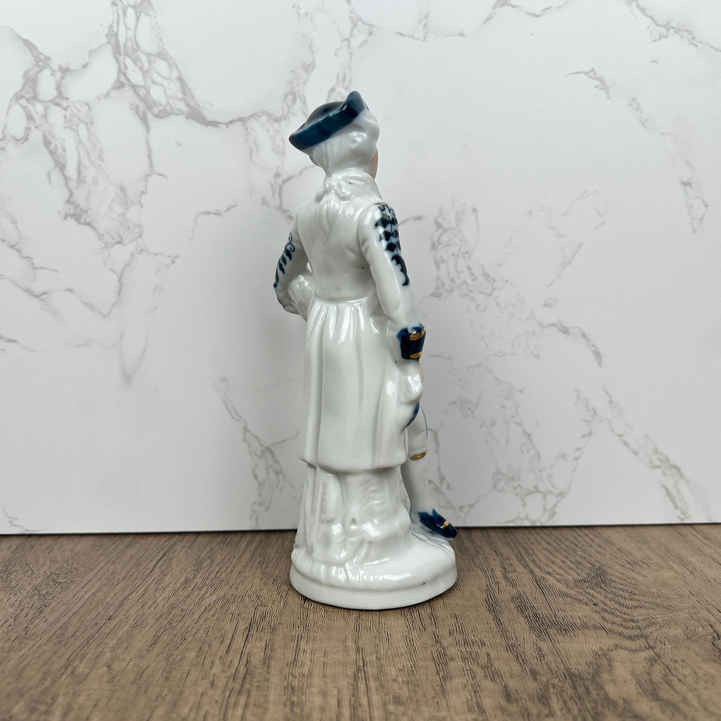 Vintage Victorian Style Porcelain Figurine, Man with Grapes, Collector's Ornament