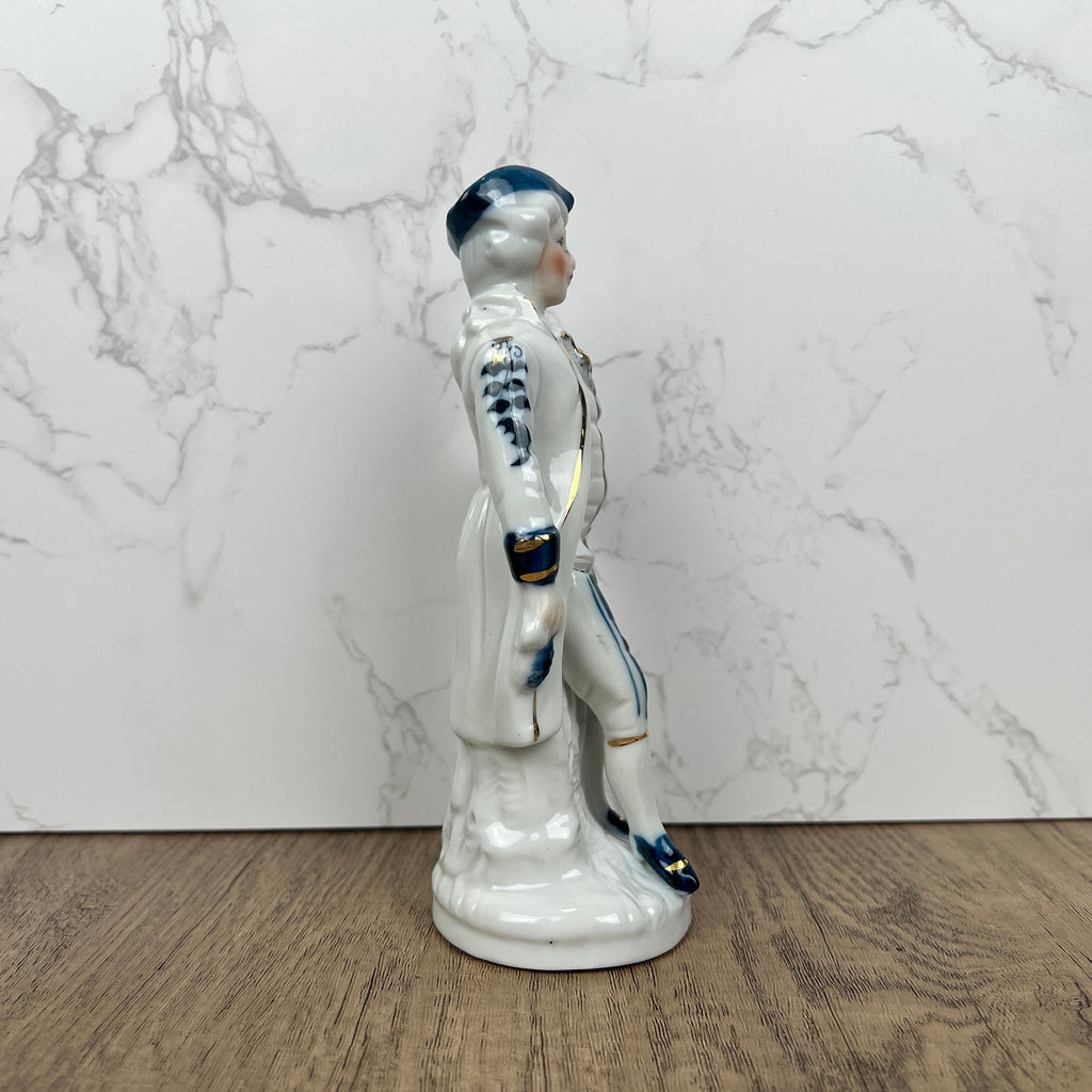 Vintage Victorian Style Porcelain Figurine, Man with Grapes, Collector's Ornament