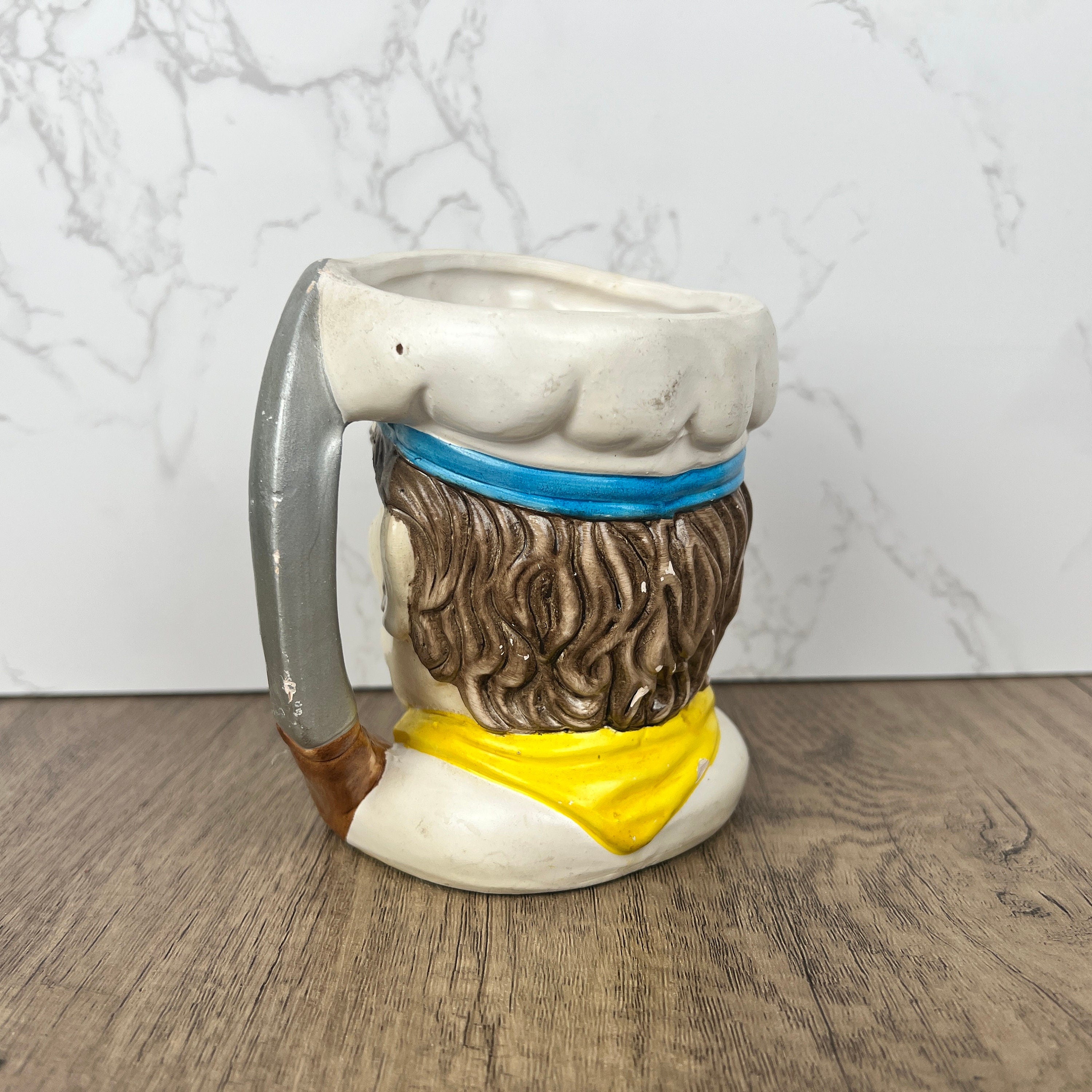Vintage Porcelain Sailor Toby Jug Mug with Sword Handle