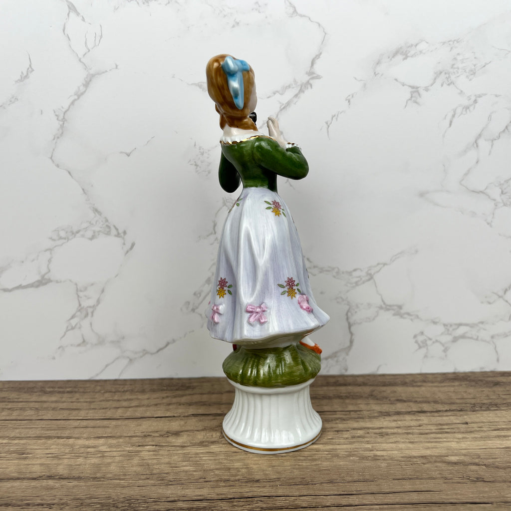 Vintage Victorian Style Porcelain Figurine, Woman Playing Harp