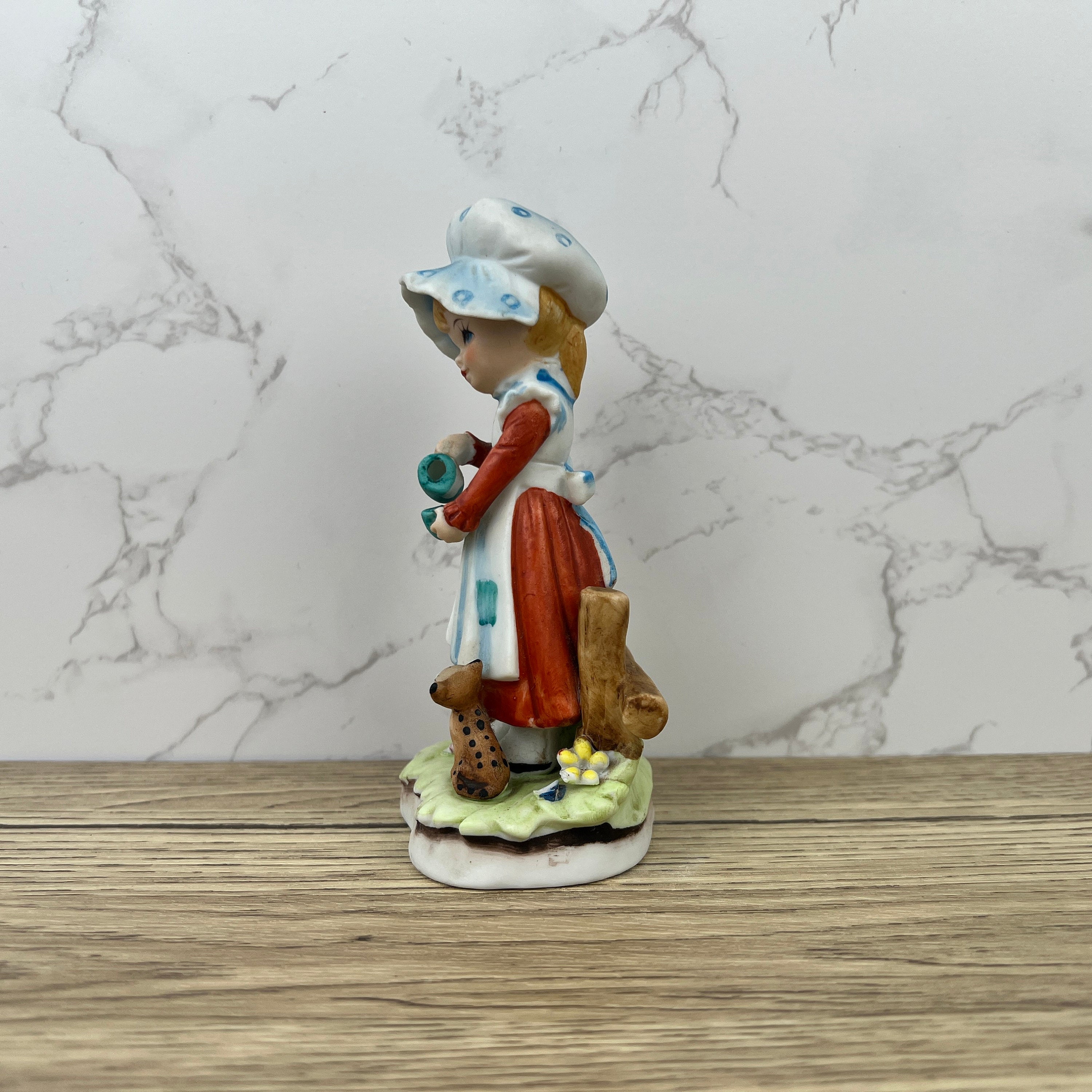 Vintage Alfretto Porcelain Girl Figurine, Cats Pouring Tea