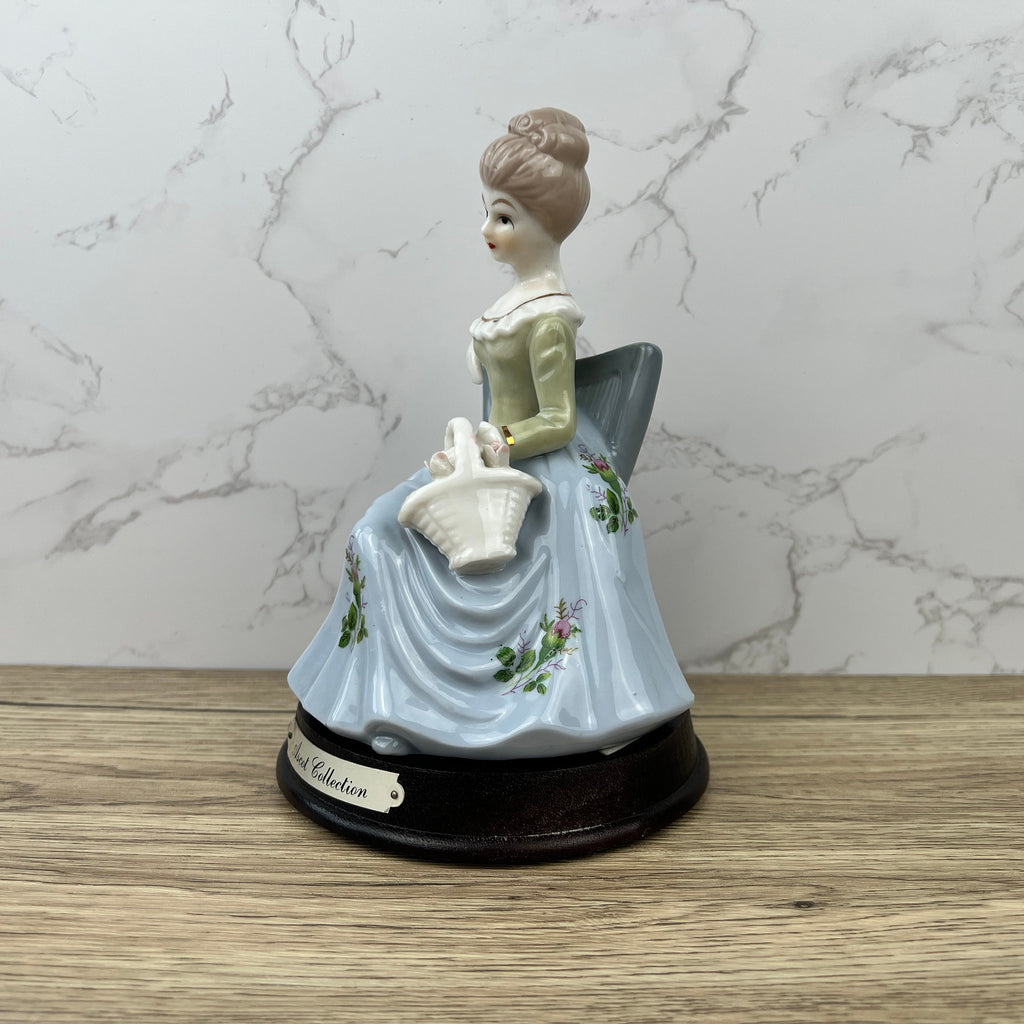 Ascot Collection Porcelain Lady Figurine, Flower Basket, Collectible Ceramic