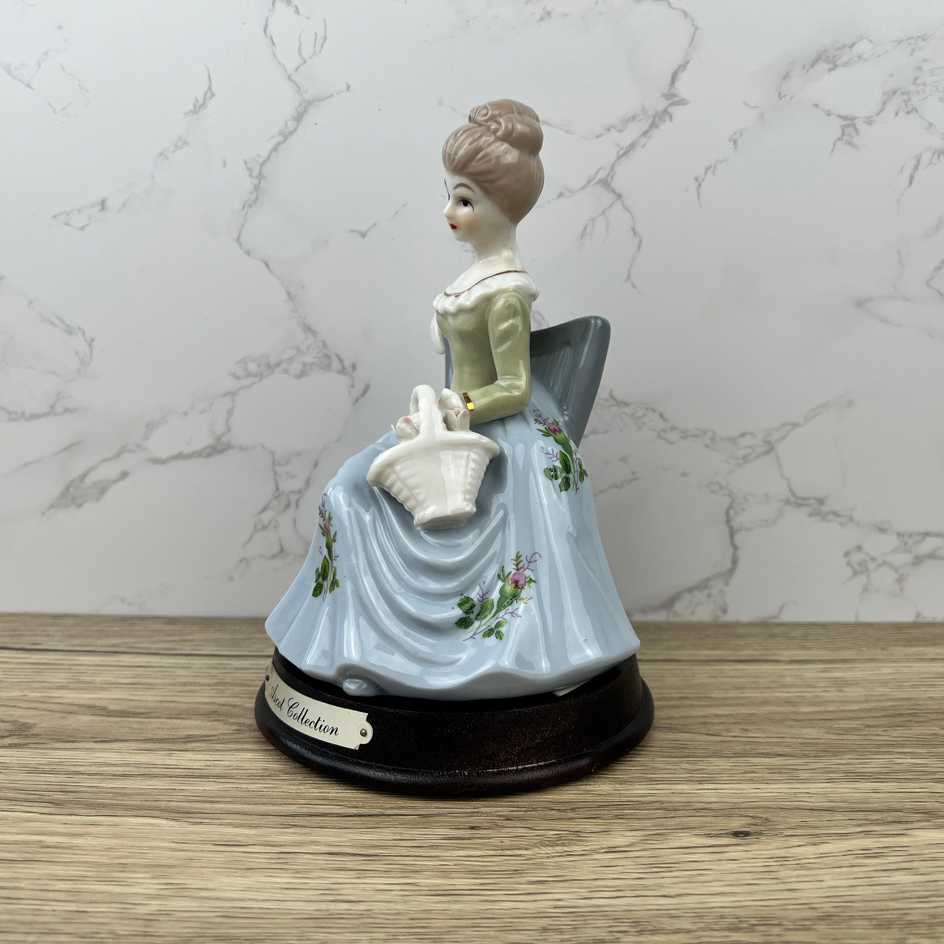 Ascot Collection Porcelain Lady Figurine, Flower Basket, Collectible Ceramic