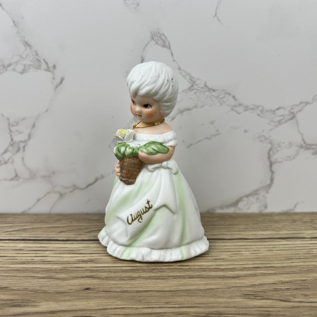 Vintage Mauri Porcelain August Girl Figurine, Collectible Ceramic Doll