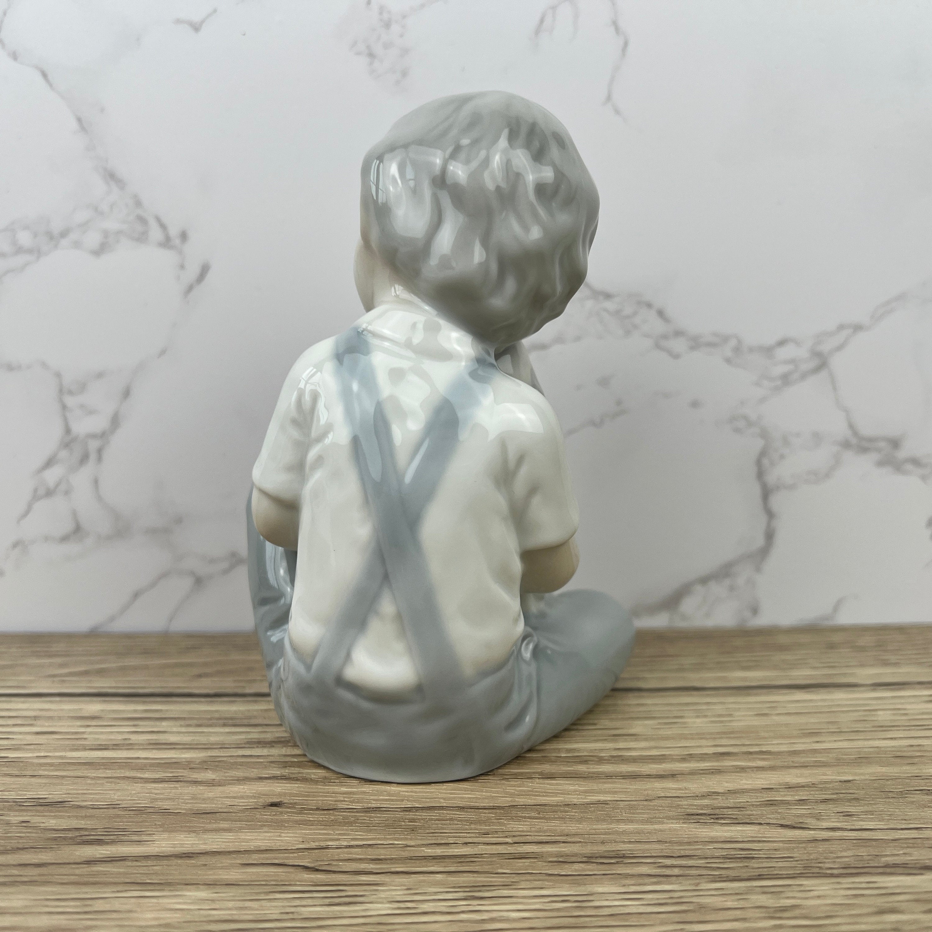 Vintage Porcelain Boy and Dog Figurine, Japan, Bone China